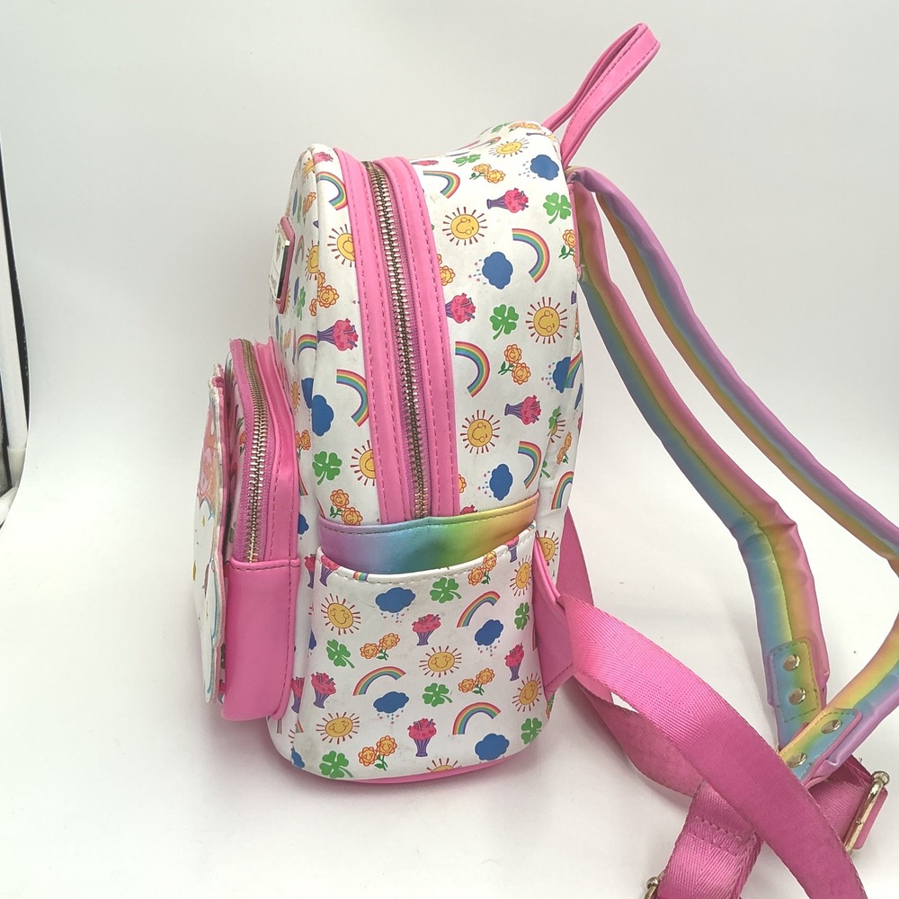 Loungefly Care Bears Rainbow Mini Backpack White Pink Faux Leather - Picture 5 of 11
